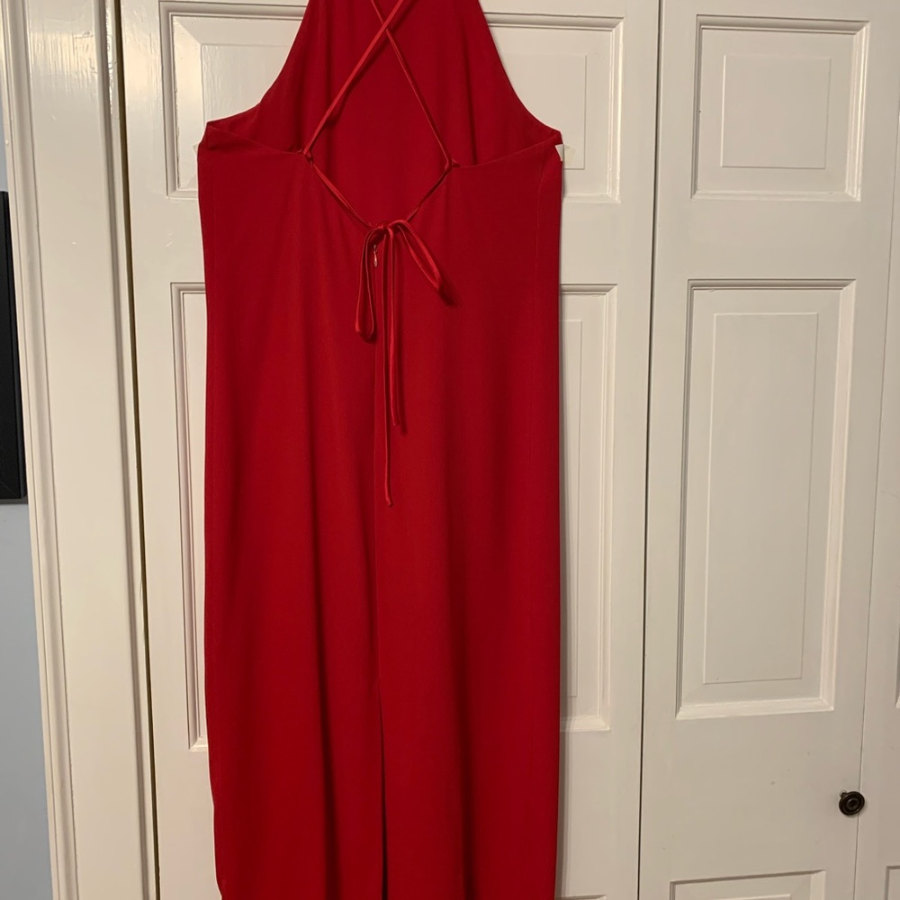Ann Taylor size 10 red dress. Low back with crisscrossed satin straps.